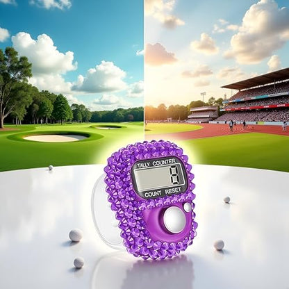 Electronic Finger Tally Counter Clicker Counter,Portable Digital Display Tally Counter,Convenient Resettable Mini Lap Counter for Golf Goods Counting Accessories,Track and Field Lap Counters - color: Purple