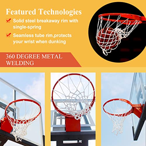 Breakaway Basketball Rim, Heavy Duty Flex Rim Replacement 5/8-In, Standard Goal Reinforced Mounting Bracket Fit Most Size Backboards Indoor and Outdoor - style: 1-spring basketball rim