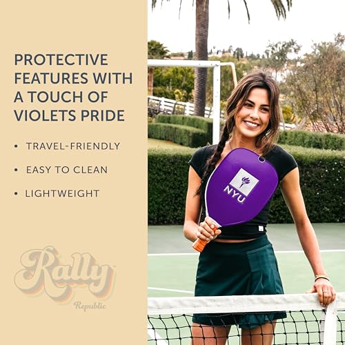 Officially Licensed Collegiate Pickleball Paddle Cover - Lightweight PU Leather Material - Durable Foam Interior Protection with Zippered Closure - Fits Most Paddles on the Market - color: NYU Violets