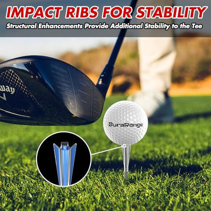 DURARANGE Premium Golf Tees - 5-Prong & 4-Prong Anti-Slip, Enhanced Stability, Unbreakable Golf T 3-1/4" for 360cc Drivers, Ideal Gift for Golfer - color: Luxury Golf Tees- Transparent- 50pk