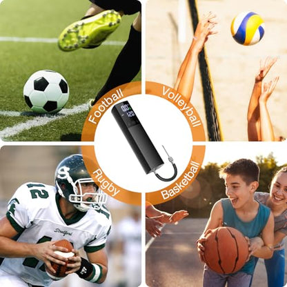 Electric Ball Pump,Smart Air Pump Portable Fast Ball Inflation with Accurate Pressure Gauge and Digital LCD Display for Basketball Football Soccer Volleyball Swimming Balloon(2Pin & 2Nozzle & 1Spout)