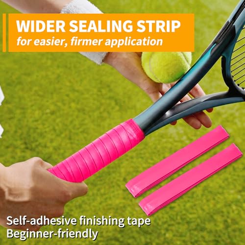 2 Pcs Tennis Racket Grip Tape, Dry Tennis Overgrip Tape, Anti-Slip Absorbent Grip, Racket Overgrip Tape - color: Pink, size: Textured-43.3"x1"x0.03"