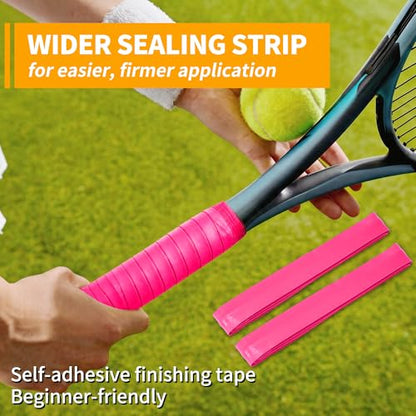2 Pcs Tennis Racket Grip Tape, Dry Tennis Overgrip Tape, Anti-Slip Absorbent Grip, Racket Overgrip Tape - color: Pink, size: Textured-43.3"x1"x0.03"