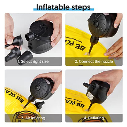 Electric Air Pump for Mattress, Battery Powered Portable Airbed Camping inflatables Paddling Pool Beach Toys, Inflate Deflate air Pumps with 3 Nozzles Quick-Fill Pump/Blow up
