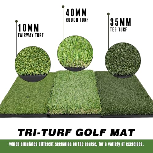 Professinoal Golf Chipping Net with Golf Hitting Mat,12 Practice Foam Balls and 2 Pixing Pins, for Indoor and Outdoor Target Chipping Training - style: 3*Chipping Net+Tri-Turf Hitting Mat