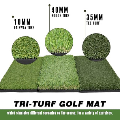 Professinoal Golf Chipping Net with Golf Hitting Mat,12 Practice Foam Balls and 2 Pixing Pins, for Indoor and Outdoor Target Chipping Training - style: 3*Chipping Net+Tri-Turf Hitting Mat