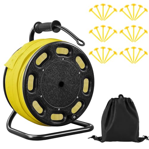 Shimeyao 328 ft Field Marking Tape Kit Stretchable Sports Boundary Rope with Ground Stakes Portable Durable Court Line Marker for Soccer Football Beach Volleyball Badminton Outdoor - color: Yellow