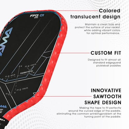 PICKLETECH Pickleball Paddle Protection Tape - Paddle Head Edge Guard - Racket Edge Protection Tape -Fit Perfectly Curved Edge -No Wrinkling - color: Red Grid, size: Width 20mm