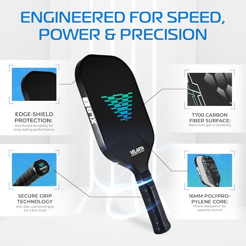 Professional Pickleball Paddles – Best Pickleball Paddle - Pickleball Paddles Carbon Fiber T700 - USAPA Approved - 16mm Paddle Racket for Enhanced Control - Paddle Rackets for Adults - color: Black