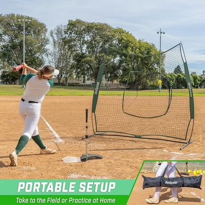 GoSports 7 x 7 ft Baseball & Softball Nets - Available in Team Colors - Batting & Pitching Net with Strike Zone - color: Green