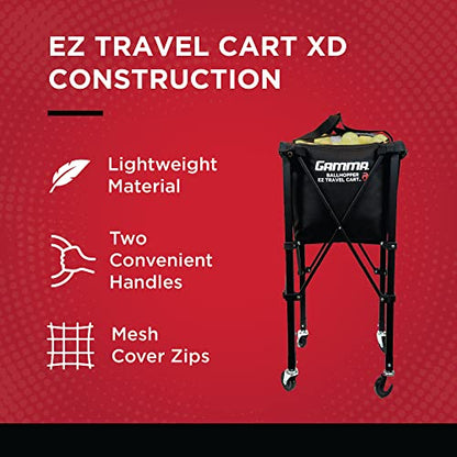 GAMMA Sports EZ Travel Cart, Tennis & Pickleball Hopper, Padel, Portable Compact Design, Sturdy Lightweight Construction, EZ Bags, 150 or 250 Capacity, Premium Carrying Case Included