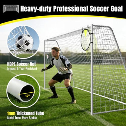 Soccer Goal for Backyard - 12×6/8×6/6×4 FT, Training and Tournament Size Metal Frame Soccer Net with Target Net, Shooting Target & 12 Training Cones for Kids Teens Adults Easy Assembly - size: 12x6 ft