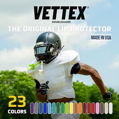 Markwort Vettex Doubleguard Mouthguard for Football, Lacrosse, MMA, Boxing, Braces - Breathable Doubleguard with Lip Protection and Strap, Pink - color: Pink