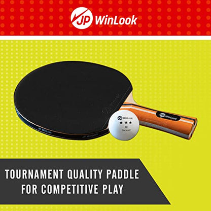 JP WinLook Ping Pong Paddles Sets - Portable Table Tennis Paddle Set with Ping Pong Paddles Professional Case & Ping Pong Balls - Premium Table Tennis Racket Player Set for Indoor & Outdoor Games - style: Red/Black 2 Paddle Set