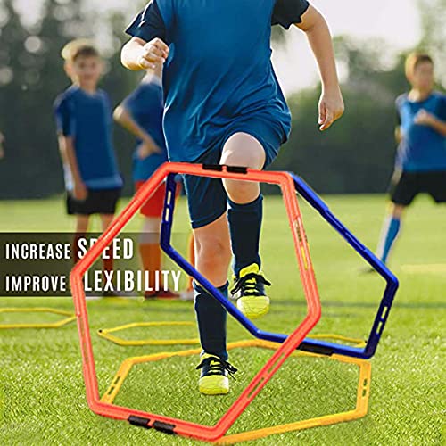 Hexagon Agility Ring Training Circle Ring Speed Agility Ladder Physical Training Ring Football Footwork Trainer Hurdles Agility Ladder Fitness Equipment Multicolor Training Ring 3Pcs - color: green