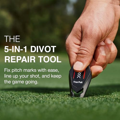 Ghost Golf Divot Tool - 5-in-1 Divot Repair Tool & Ball Marker Alignment Aid - Fix Pitch Marks on The Green - Club Rest & Groove Cleaner - Golf Equipment for Men & Women