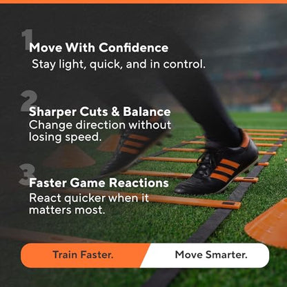 Agility Ladder Set, 12-Rung Speed Ladder + Training Cones, Soccer Training Equipment, Footwork Drills Kit, Speed & Agility Equipment, Football Practice Equipment, Basketball Gear