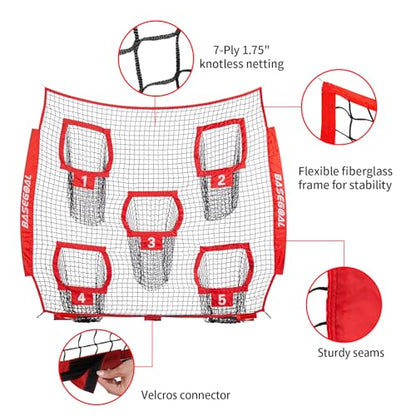 BaseGoal Football Replacement Net(NET ONLY),Heavy Duty Knotless for Football Throwing Training, Improve QB Throwing Accuracy - color: Red, style: 7Ft x7Ft