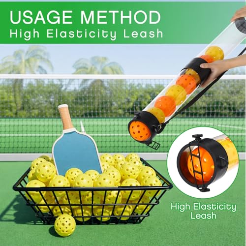 Soulchen 2 Pack Ball Retriever Upper Compatible with Pickleball Tennis Pickup Tube Holds 11/16 Balls with Shoulder Strap Easy Pickup Portable Ball Holder Storage Compatible with Pickleball - size: 16 Balls