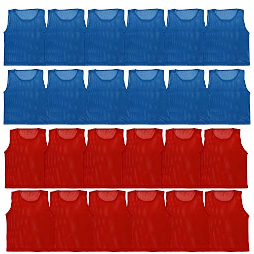 Athllete LITEMESH Pinnies (Set of 12/24 Practice Vests) Youth Pinnies, Pennies for Sports Youth, and Scrimmage Vests - color: 12-red + 12-blue, size: Child/Youth