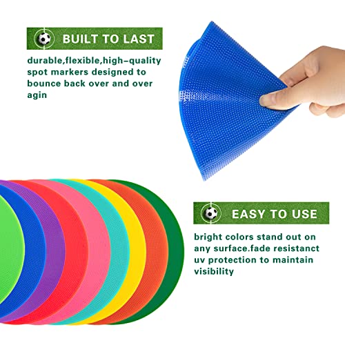 Spot Markers 9 Inch 10 Inch Non Slip Rubber Floor Markers Flat Field Cones Poly Dots for Soccer Basketball Sports Speed Agility Training and Drills - style: 9inch 18pcs