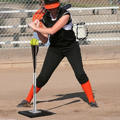 PLAYAPUT Portable Batting Tee for Baseball/Softball, Height Adjustment from 25-37 inch,Easy Transport Premium Baseball Tee with Rubber Top,Heave Duty Base Hitting Tee for Kids/Youths/Adults