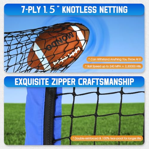 Football Throwing Net, Upgrade Heavy Duty Metal Frame Quarterback Training Equipment Throwing Machine with 1-4 Targets, Easy Setup Football Target Practice with CarryBag, Allweather Indoor Outdoor Use - size: 6 FT × 6 FT