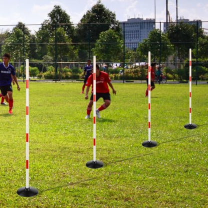 Red-White Soccer Agility Pole Set Rubber Base Dribbling Stick Traffic Warning Sign Pole Multifunctional Training Pole - color: Pack of 6, style: 4.9 FT