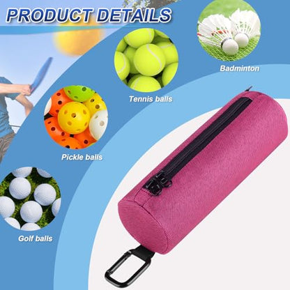 Cosmos Pickleball Ball Holder, Portable Carrying Storage Bag with Hook, Travel Accessory Pouch Holds 3 Pickleball Balls - color: Hot Pink