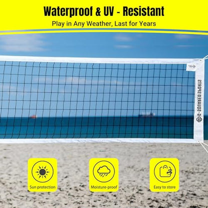 Professional Outdoor Volleyball Replacement Net, Heavy-Duty 32x3FT Portable Net for Backyard, Pool, Schoolyard & Beach, Multi-Use for Badminton/Pro Volleyball