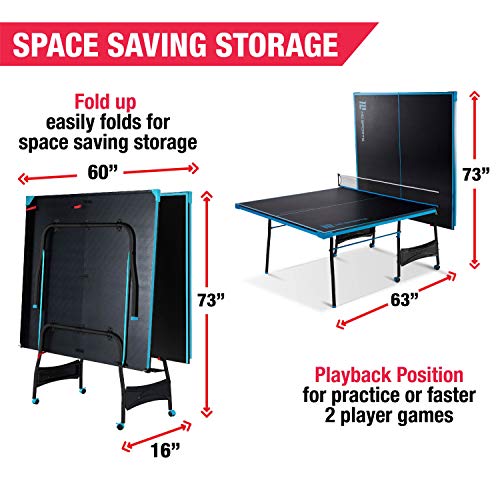 MD Sports Table Tennis Tables Multiple Styles Ping Pong Tables, Foldable for Easy Storage with Nets Included, Perfect for Family Game Rooms | Multiple Styles - style: Black & Light Blue