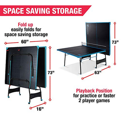 MD Sports Table Tennis Tables Multiple Styles Ping Pong Tables, Foldable for Easy Storage with Nets Included, Perfect for Family Game Rooms | Multiple Styles - style: Black & Light Blue