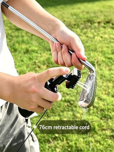 Aluminum Carabiner Non-Slip Handle Magnetic Lock Buckle, Golf Club Brush Club Groove Cleaner with Water Bottle & Spray