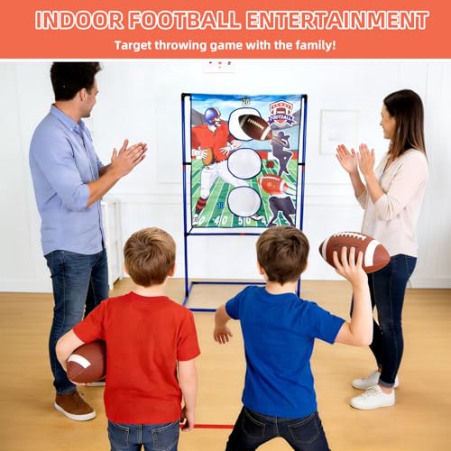 Football Toss Game Set with 4 Inflatable Balls – Football Throwing Target Toy for Kids Ages 8-12, Indoor & Outdoor Sports Activity for Boys and Girls Ages 3+