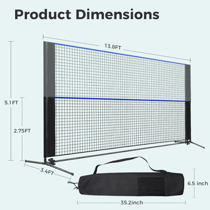 OLIXIS Portable Badminton Net, 2-5 FT Height Adjustable Volleyball Net, Badminton Net with Carry Bag, Volleyball Net, Pickball Net, Backyard Game Indoor Outdoor Use