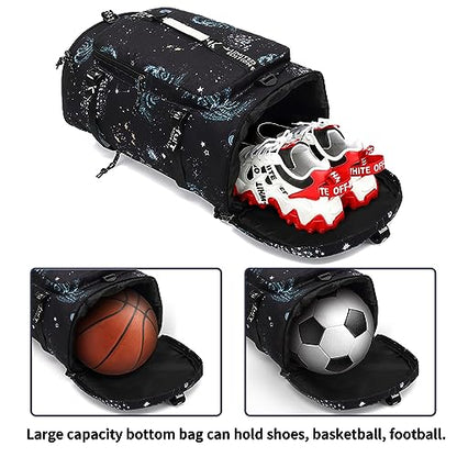Floral gym duffel bag backpack, fashion wrestling bag,with shoe compartment, 4 kinds of back method waterproof travel sports walking laptop Lightweight（A-Starry Sky） - color: A-Starry Sky