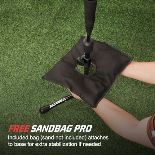 BaseGoal Batting Tee Baseball Tee,Softball Travel Portable Tee Tripod Stand Rubber Tee for Batting Training Practice with Carrying Bag - color: Black, style: New Tee
