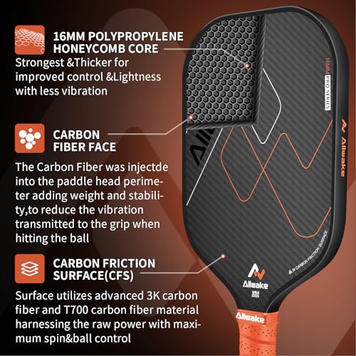 Pickleball Paddles, USAPA Approved, 3k Friction Surface Carbon Fiber Pickleball Paddle, Durable &Lightweight Pickleball Rackets for Adults - color: Black&Brown Pickleball Paddles