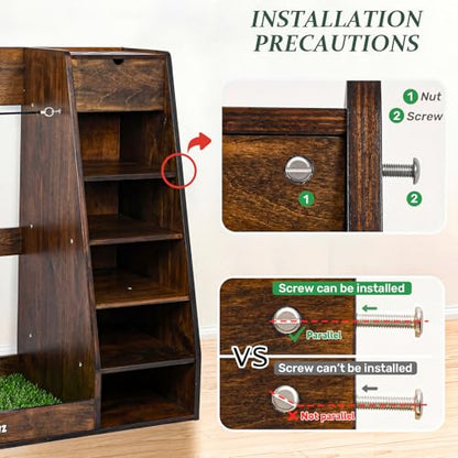 WINGYZ Premium Birch Plywood Golf Bag Storage for 2 Bags | 36lb Rock-Solid Golf Bag Organizer | 7-Shelf Command Center | Artificial Turf 12-Ball Display | No Wall Mounting Required (Brown) - color: Brown