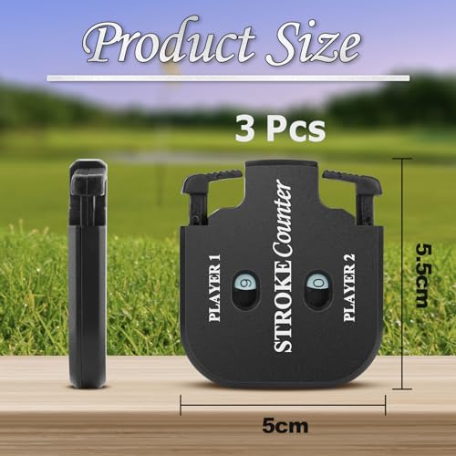 Cosmos 3 Pcs Mini Golf Stroke & Score Counter Golf Scorekeeper Clicker, 2-in-1 Dual Player Tracking Accessories Attachment to Club Bags for Golfer Game Practice & Training Shot Stroke Counting