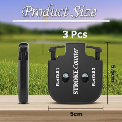 Cosmos 3 Pcs Mini Golf Stroke & Score Counter Golf Scorekeeper Clicker, 2-in-1 Dual Player Tracking Accessories Attachment to Club Bags for Golfer Game Practice & Training Shot Stroke Counting