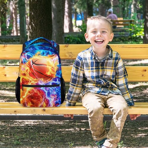 Basketball Bookbag for Boys - School Backpack for Kids Teens Elementary Middle School 17 Inch - color: Red