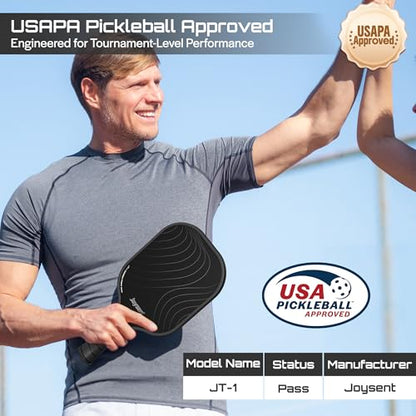 Pickleball Paddles Set, USAPA Approved Carbon Fiber Pickleball Set of 2 with Beginner Pickleball Rackets, Indoor Outdoor Pickle Balls for Adults Men Women, JT-1 - color: Black