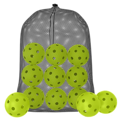Great Call Athletics | Indoor Pickleballs USA Pickleball Approved Official 26 Hole Balls Sports Tournament Pack Free Mesh Bag - color: Green, style: 12 Pack