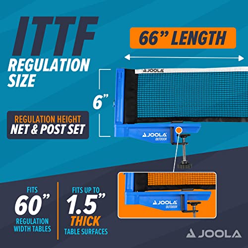 JOOLA Premium Avanti Table Tennis Net and Post Set - Portable and Easy Setup Ping Pong Screw On Clamp Net - color: Blue, size: 72 inches x 6"