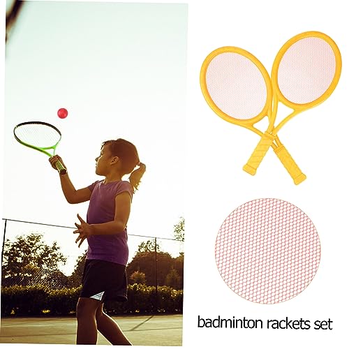 2Pcs Parent Outdoor Sports Tennis and Badminton Racket Set Large Racket with Tennis Balls and Badminton Rackets for Family Fun and Beginner Learning Activities