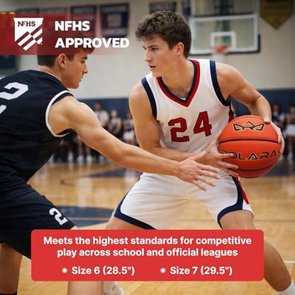 PRO Basketball - NFHS Approved Japanese Composite Leather Basketballs with Butyl Bladder for Superior Air Retention - Professional Indoor Outdoor Ball - size: 7