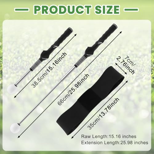 Retractable Golf Swing Trainer, Golf Grip Trainer with Arm Band for Right-Handed Golfers, Training Aid for Grip Correction, Click Feedback & Arm Connection, Indoor & Outdoor