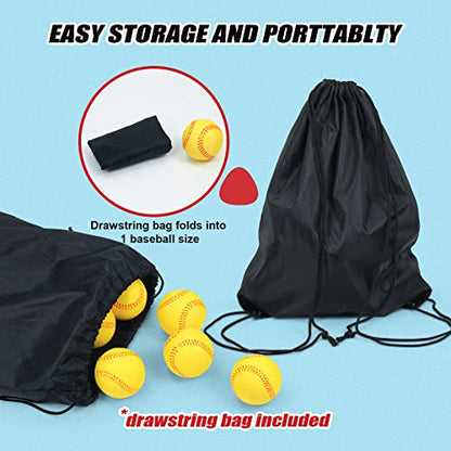 Foam Baseballs, 9 Inch Soft Baseballs Training Pitch Stress Ball with Drawstring Bag - color: Yellow