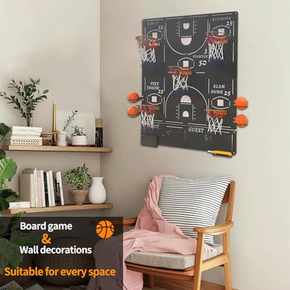 Extra Large Wall-Mounted Iron Basketball Hoop Decor 28.6x22.4in Metal Board Game Indoor Sports Game Gameroom Decor Unique Wall Art Housewarming Gift Family Night Wall Games Play on Wall